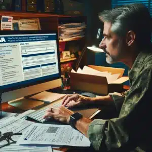Veteran filing a VA claim online for health issues due to chemical exposure