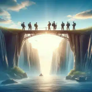 A bridge connecting two cliffs, symbolizing the role of a nexus letter in bridging service and disability in VA claims.